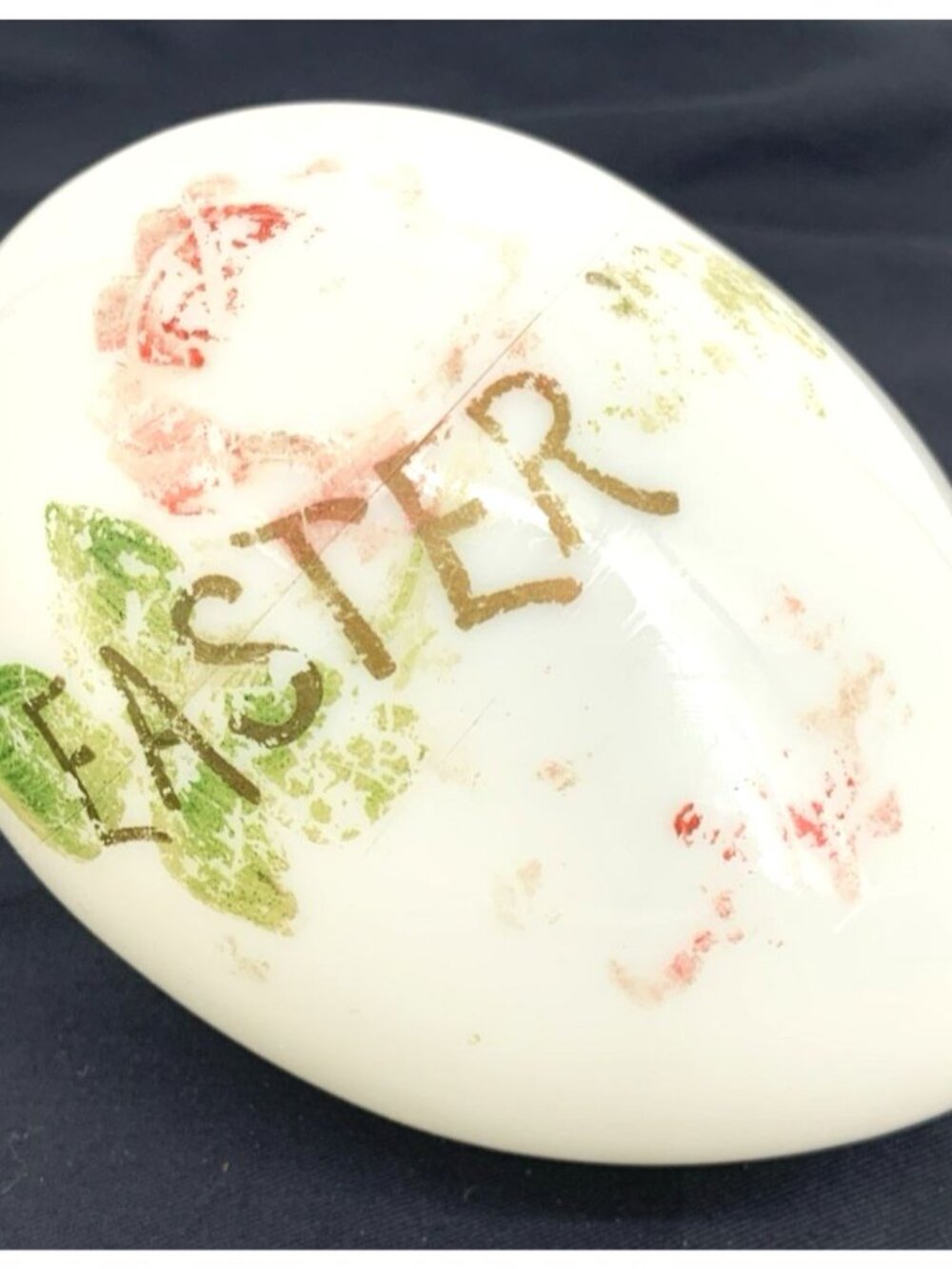 Milk Glass Easter Egg Large Hand Blown Hand Painted 6" Long
